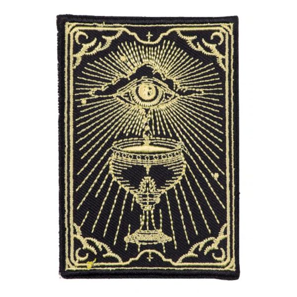 The All Seeing Eye Tears from Heaven Cup Chalice Tarot Card Fortune Telling 3.6" Iron On Embroidered Thermoadhesive Patch for Clothing