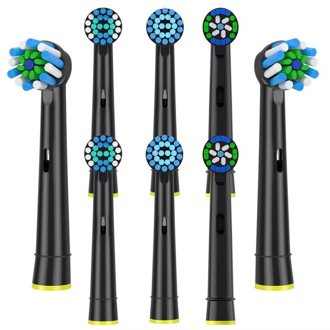 Replacement Toothbrush Heads Fits Oral B Braun for Precision/Precision Clean PRO/Sensitive/Cross Clean Replacement Brush Heads Pack of 8 Black Standard Clean Heads Refill for 7000/Pro1000/3000/8000