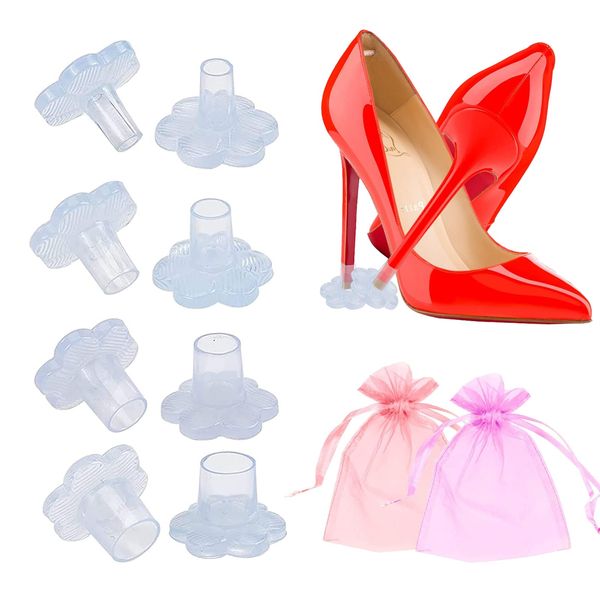 High Heels Protectors Stiletto Heel Covers Anti-Slip Transparent High Heel Caps for Grass Stiletto Heel Protector for Wedding Formal Occasions(Pack of 4 Pairs)