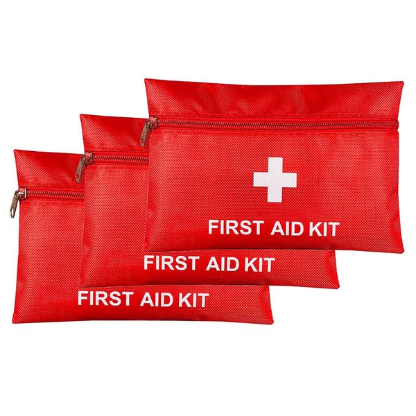 Mini First Aid Kit,3 PCS Small Red First Aid Bag Emergency Survival kit Medical Rescue Bag Outdoor Travel Rescue Pouch for Car Home Office Sport (Bag Only)