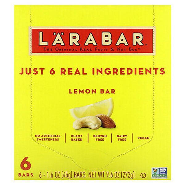 The Original Real Fruit & Nut Bar, Lemon, 6 Bars, 1.6 oz (45 g) Each