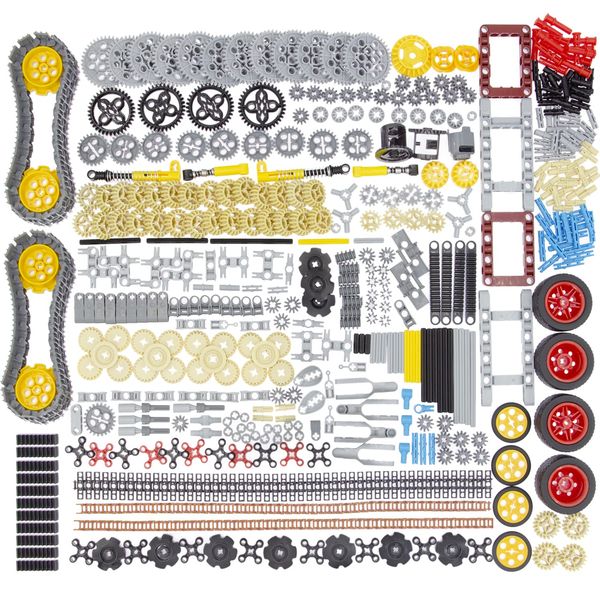 Habow 852pcs Technic-Parts Gears-Axle-Pin-Connector Compatible with Lego-Technic, Shock-Absorber Wheels Chain Link Frame Joints Differential Engine Kit. MOC Pieces for Toy Building Sets