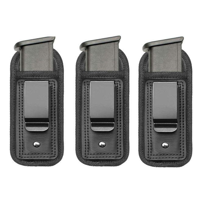 TACwolf 3 Pack IWB Inside Waistband Pistol Handgun Magazine Holster Pouch for Concealed Carry Universal Single Double Stack Mags for Glock17 26 19 Sig Sauer S&W Springfield XD Ruger 9mm/.45