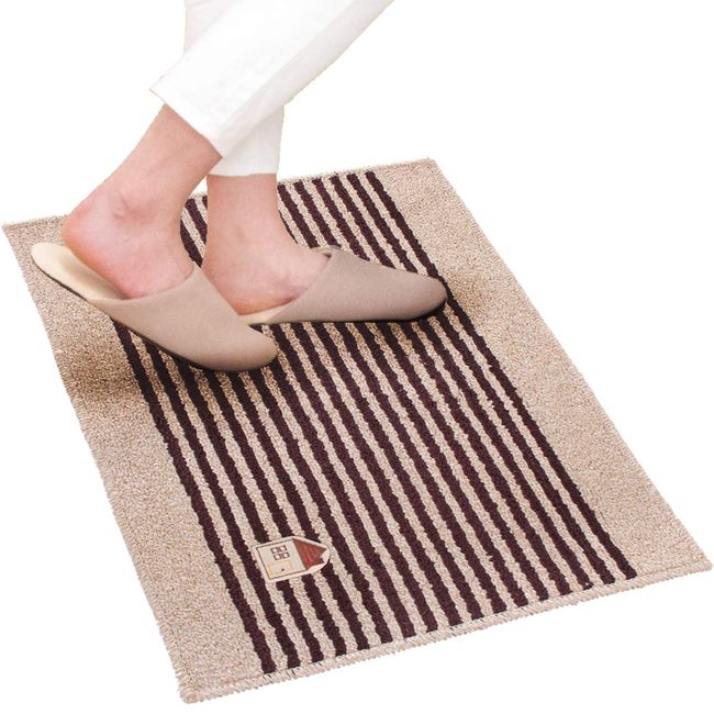 Oka Casa Washable Mat, Brown, Approx. 17.7 x 23.6 inches (45 x 60 cm) (Washable, Natural Wash)