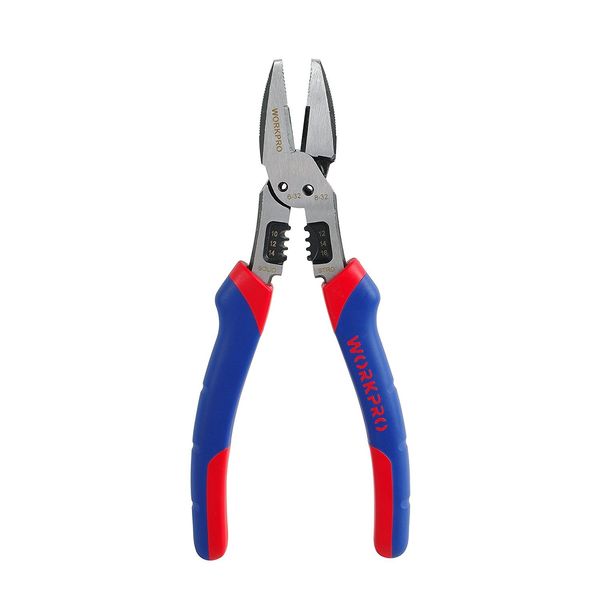 Workpro Pliers, Strong Pliers, 7.9 inches (200 mm), Multi-functional, Wire Cutter, Nipper, Stripper, Bolt Cutter, Wire Peeling, Electrical Work, Home DIY