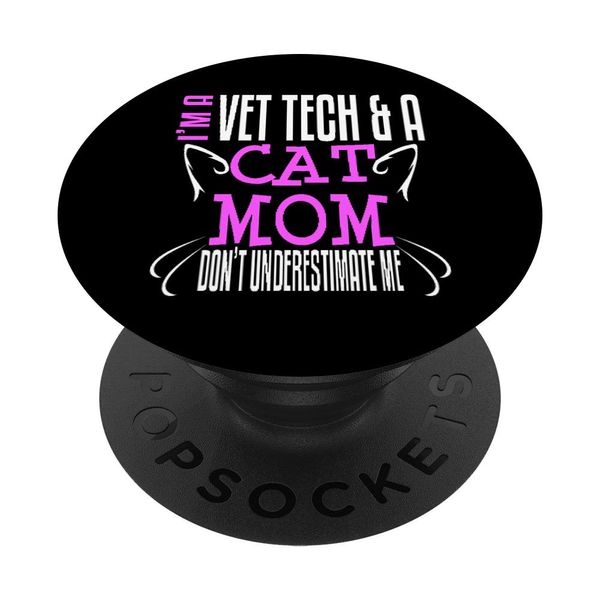 Vet Tech Veterinary Technician Funny Cat Mom Week Gift PopSockets Swappable PopGrip