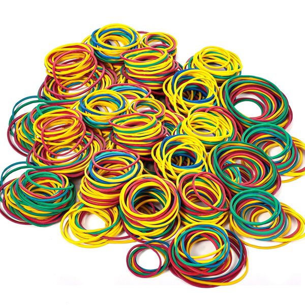 500 Stück Bunte Gummibänder, 25/38/50 mm Gummiband klein Gummiringe Gummis Haushaltsgummi Gummiringerl Elastizität für Zuhause Schule Büro