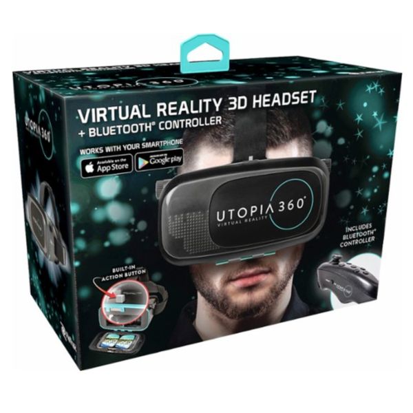 Emerge Tech EUVRC Utopia 360Degree Virtual Realty Headset with Bluetooth Controller, Black