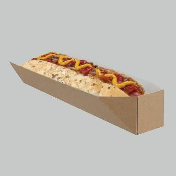 LGT Disposable Takeaway BBQ Cardboard HOT DOG Sausage Roll Sub Sandwich Holders Fast Food Packaging Box Serving Tray Container (10)