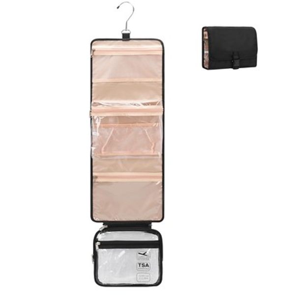 Relavel Travel Makeup Bag Hanging Toiletry Bag for Women Men TSA Approved Cle...