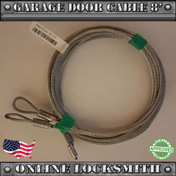 Pair Of Universal Garage Door Cables for All 8' Torsion Spring Garage Doors 117"