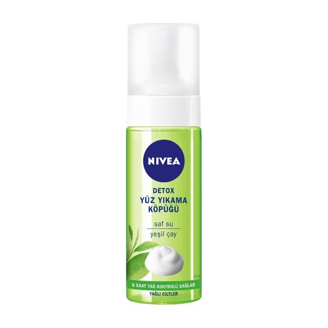 NIVEA Detox Yüz Yıkama Köpüğü 150ml, Yağlı ve Karma Ciltler, Yeşil Çay ve Antioksidan içeren Yüz Temizleyici, Gözenek Arındırıcı