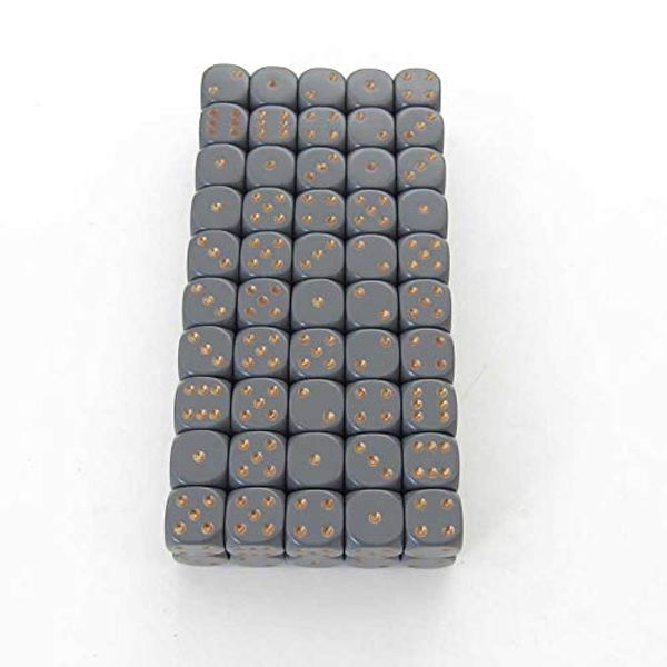 Dark Gray Opaque Dice with Copper Pips D6 12mm (1/2in) Bulk Pack of 100 Wondertrail