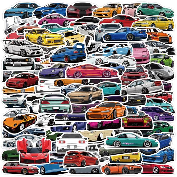 DULEFUN 100pcs JDM Car Stickers, Racing Sport Car Stickers Vinyl Waterproof for Water Bottles Laptop Guitar Skateboard Scrapbook JDM Decals Car Stickers for Men Teens Adults Kids