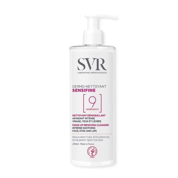 SVR SENSIFINE Soothing Ultra-Gentle Face Cleansing Milk / Makeup Remover for Sensitive, Reactive, Intolerant Skin, 9-ingredient Minimalist Formula, 400ml