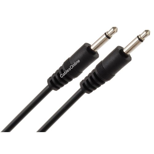 CablesOnline 6 Inches 3.5mm Mono TS Audio Male to Male Molded Short Black Jumper Cable, Mono Devices, AM-100C