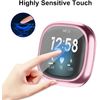 [4 Pack] Oumida Screen Protector Compatible with Fitbit Versa 3/ Fitbit Sense Screen Protector Case, TPU Protective Shockproof Cover Bumper for Versa 3/Versa Sense (Silver/Rose Gold/Rose/Clear)
