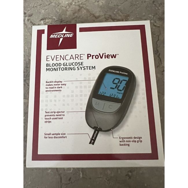 MEDLINE EVENCARE Proview BLOOD GLUCOSE MONITORING SYSTEM With 50 Strips