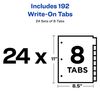 Avery 8-Tab Binder Dividers, Write-On Plain Tabs, 24 Sets (11507)