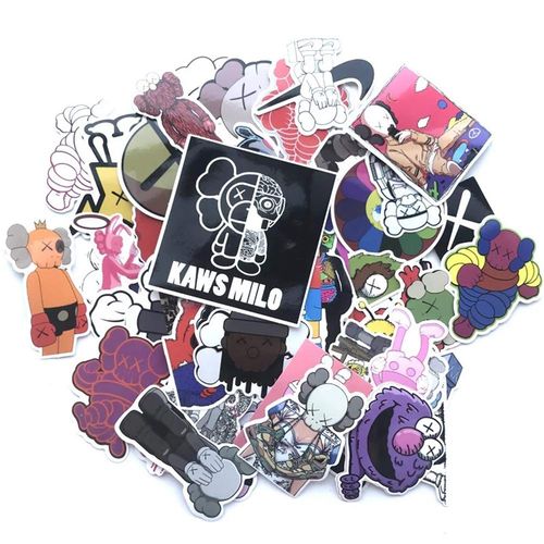 KAWS Comic Waterproof Stickers, 64 Count, Suitcase Stickers, Favorite Suitcase, Bicycle, Helmet, Computer, Mobile Phone, Notebook