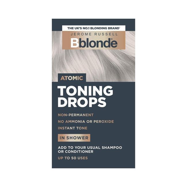 Jerome Russell Bblonde Atomic Toning Drops - Non-Permanent Atomic Hair Toner, Refresh & Maintain Blonde Hair Dye, Add Drops in Shower with Shampoo or Conditioner, 50 Uses