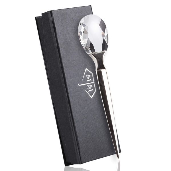 MJM Store Elegant Metal Letter Opener with Gift Box - Beautiful Letter Cutter with Diamond-Styled Grip - Stylish Enveloper Opener - Real Crystal Handle without Sharp Edges, A Great Gift