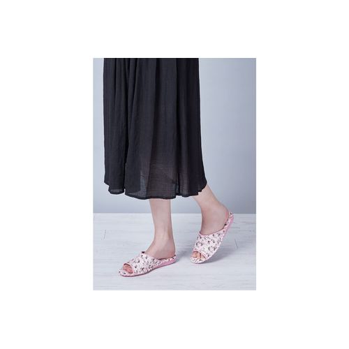 Pansy 9521 Indoor Shoes, Room Shoes, Women's, Floral Pattern, Hand-Knitted, Antibacterial, S, Ivory, Ivory