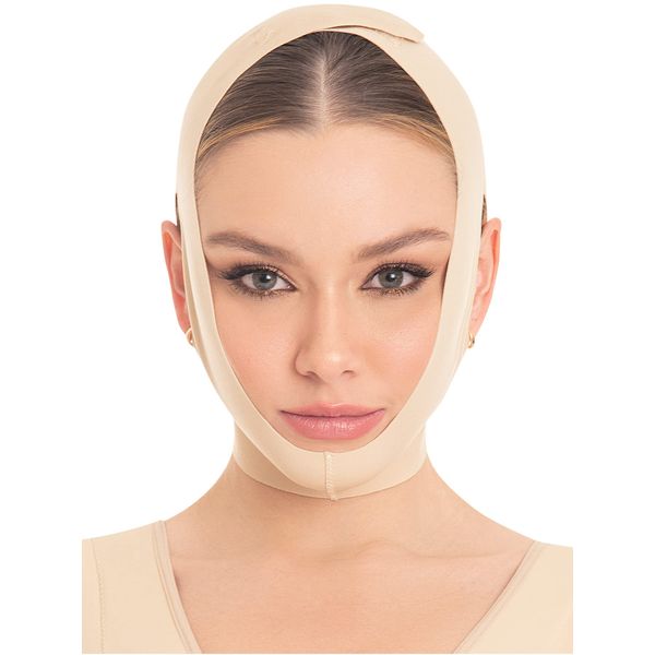 M&D Face Slimming Chin Strap Lipo Compression Garment Mentonera Postquirúrgica Facial Beige M