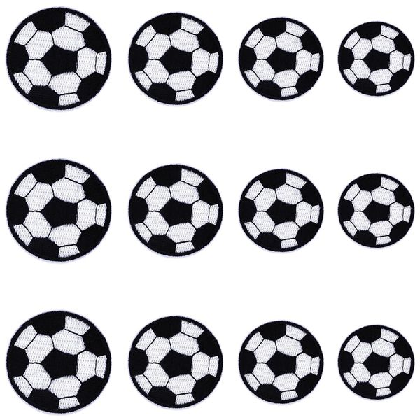 JKJF 12 Pcs Soccer Embroidery Patches Soccer Ball Iron on Patches Football Sew On Applique Badge for Clothes Backpack Shoes Jacket Jeans Hat - 4 Sizes