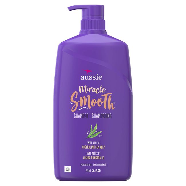 Aussie Miracle Smooth With Aloe & Sea Kelp, Paraben Free Shampoo 26.2 Fl Oz, 26.2 Oz