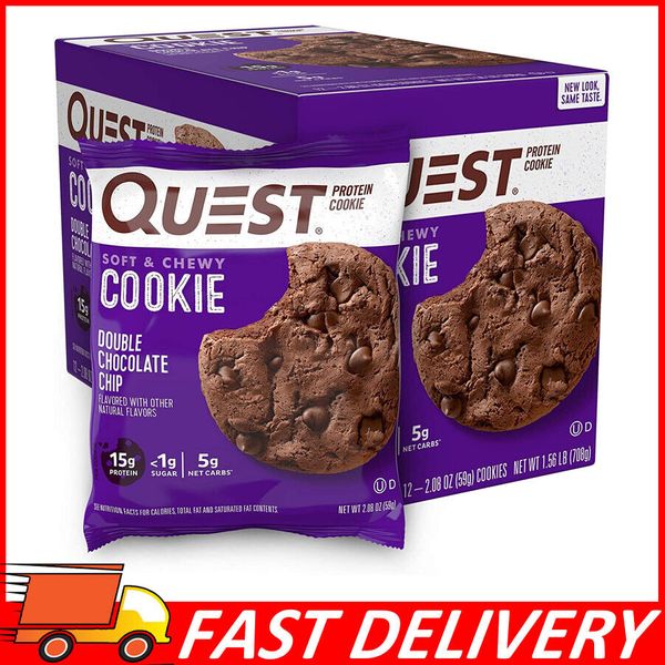 Quest Nutrition Double Chocolate Chip Protein Cookie, High Protein Low Carb 12ct