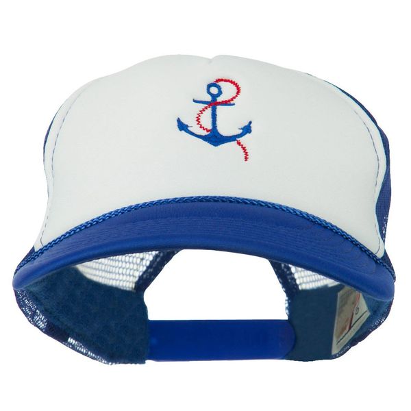 Anchor with Chain Embroidered Foam Mesh Back Cap - Royal White OSFM