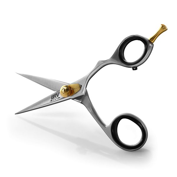 BRV MEN Professional Mustache & Beard Trimming Scissors - 5.5" | 100% German Stainless Steel & Hammer Forged Mustache Scissors | Razor Sharp Facial Hair Trimming Shears (RIGHT HANDED - Silver)