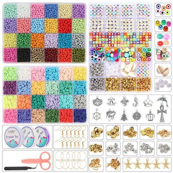 OCARDI Christmas Bracelet Making Kit - 10800+Pcs Clay&Glass Seed Beads, Letter Beads for Jewelry Making, Friendship Bracelet kit for Teen Girl Gifts Trendy Stuff,DIY Crafts Kids Toys for Ages 8-13