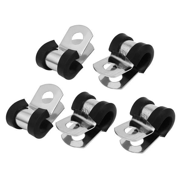 Sourcingmap 6mm Dia EPDM Rubber Lined P Clips Cable Hose Pipe Clamps Holder 5pcs