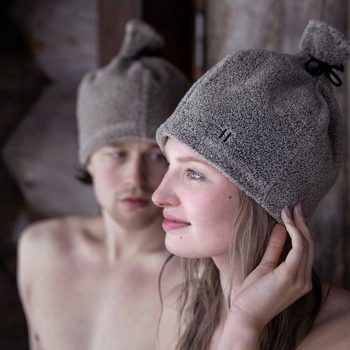 rento Sauna Hat, Made in Finland, Linen, Towel, Washable, Men's, Women's, Fashionable, brown beige