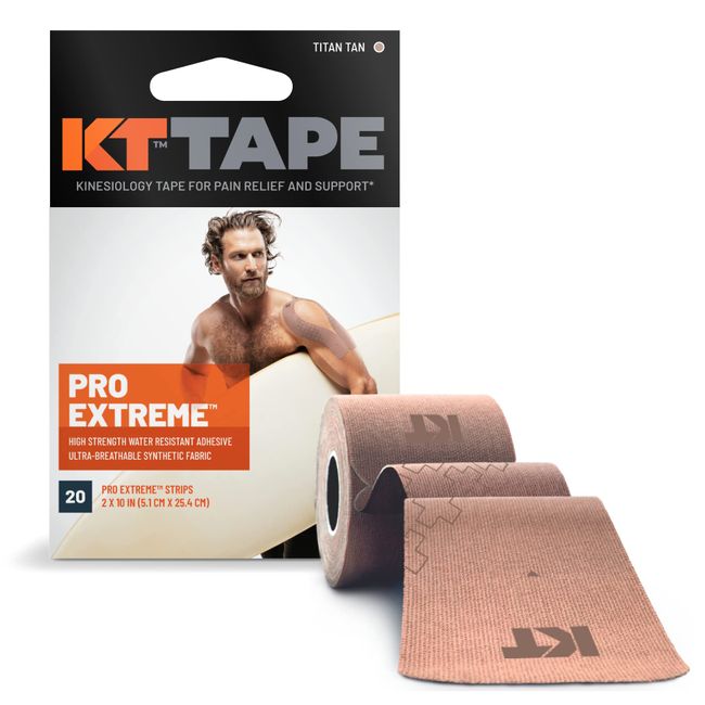 KT Tape All ages Pro Extreme Therapeutic Elastic Kinesiology Tape Titan Tan, B Titan Tan, Extreme Titan Tan US