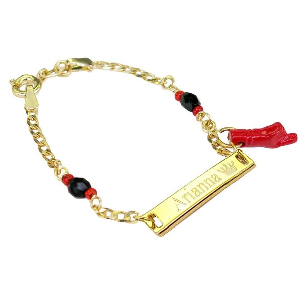 Tina's Jewelry Personalized Custom 18k Gold Plated Evil Eye Protection Azabache Bracelet Protection Bracele