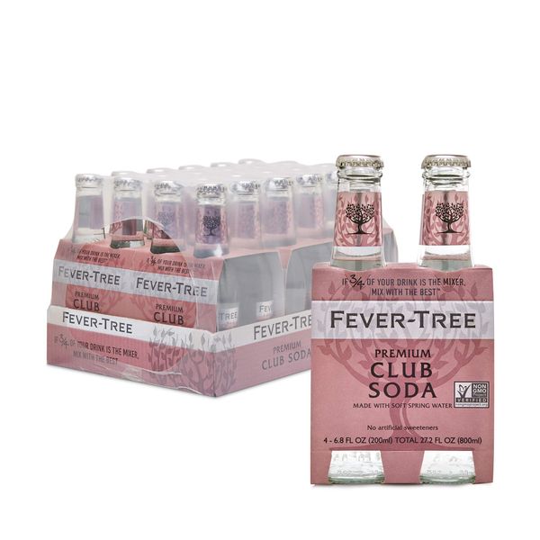 Fever-Tree Premium Club Soda, No Artificial Sweeteners, Flavourings or Preservatives, 6.8 Fl Oz (Pack of 24), Clear (A500115)