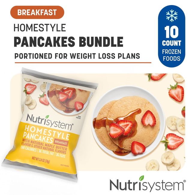 Nutrisystem Homestyle Pancakes Frozen Breakfast-Ready 10 Ct Vegetarian