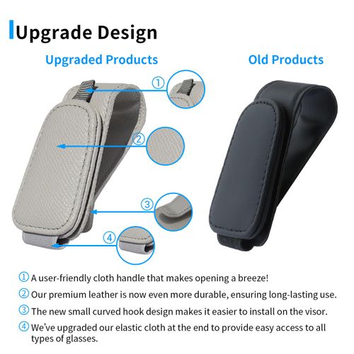 Yuoyar 2 Packs Magnetic Sunglass Holder for Car Visor - Sunglasses Clip for Car Visor Universal Fit for Different Size Eyeglasses - Convenient Interior Car Accessories (Grey)