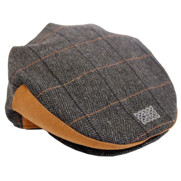 Patrick Francis - Ireland - Grey Tweed Celtic Knot Flat Cap (S-XL) (Small)