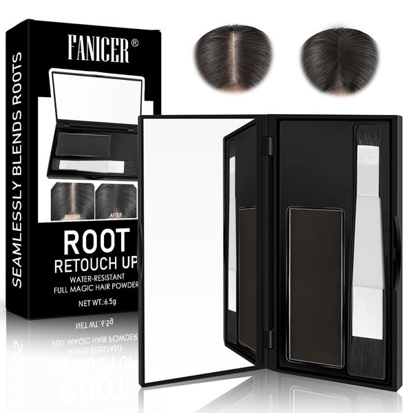 Ansatzpuder Root Cover Up, Haaransatz Puder, Haarpuder Haar Concealer, Haar Concealer zur Haarverdichtung für Frauen und Männer, Hochentwickeltes Puder schnell und einfach, 6.5g (Tiefbraun)