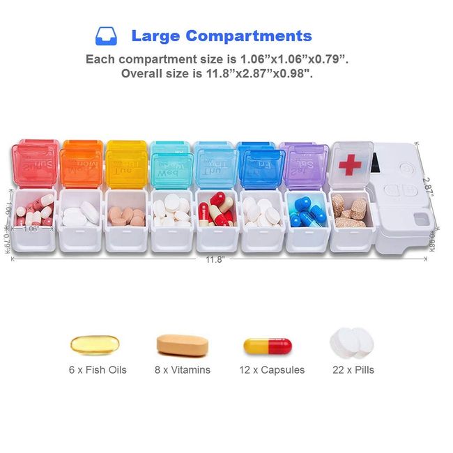 1 X Pop Up Pill Box Storage Organizer 7 Day Medication Compartment