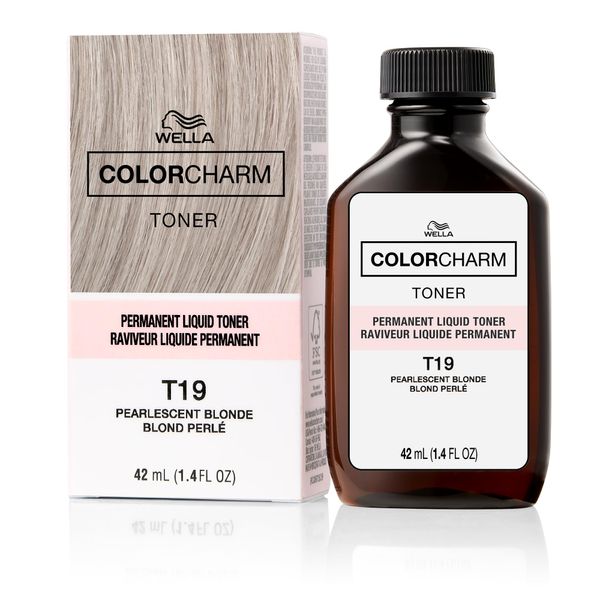 WELLA colorcharm Permanent Liquid Toners, Neutralize Brass, Free of Parabens, Vegan, T19 Pearlescent Blonde