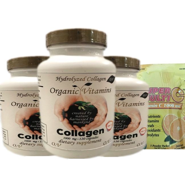 3 bottles 1000, Hydrolized Collagen + Vitamin C Capsule hydrolyzed ,colageina10