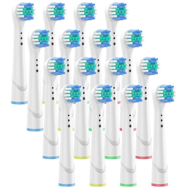 Electric Toothbrush Oral B Compatible Replacement Brush, Basic Brush, Soft Brush, Precision Clean, Brush with Interdental Wiper, Multi-action Brush, Home Use, 16 Pieces