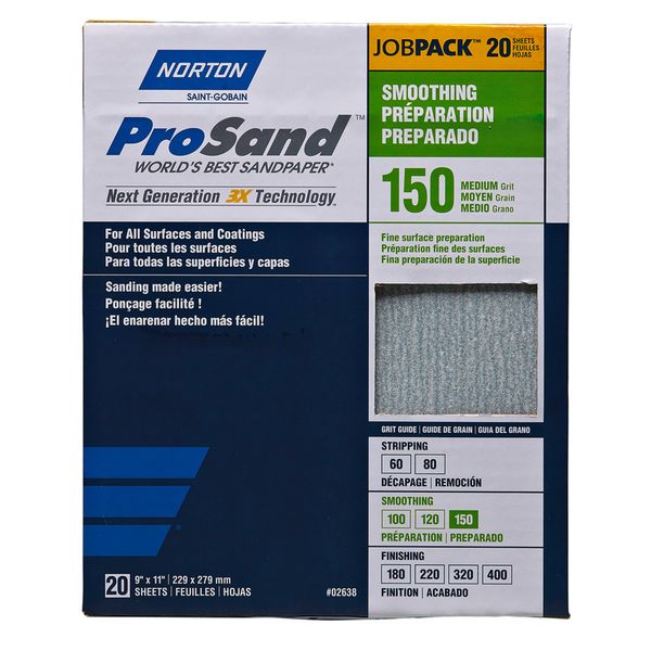 9" X 11", 3X Job Pack, 20 Sheets, 150 Grit