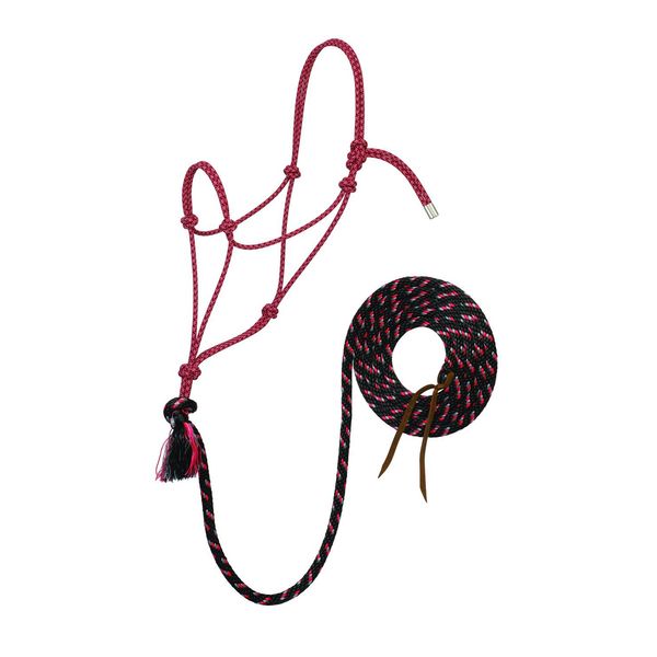 Weaver Leather Silvertip No. 95 Rope Halter with 12' Lead, Average, Black/Gray/Red