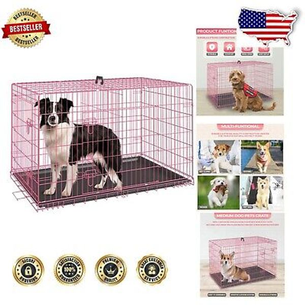 Portable Double Door Pet Cage with Easy-Clean Tray – Ideal Dog Crate for Travel